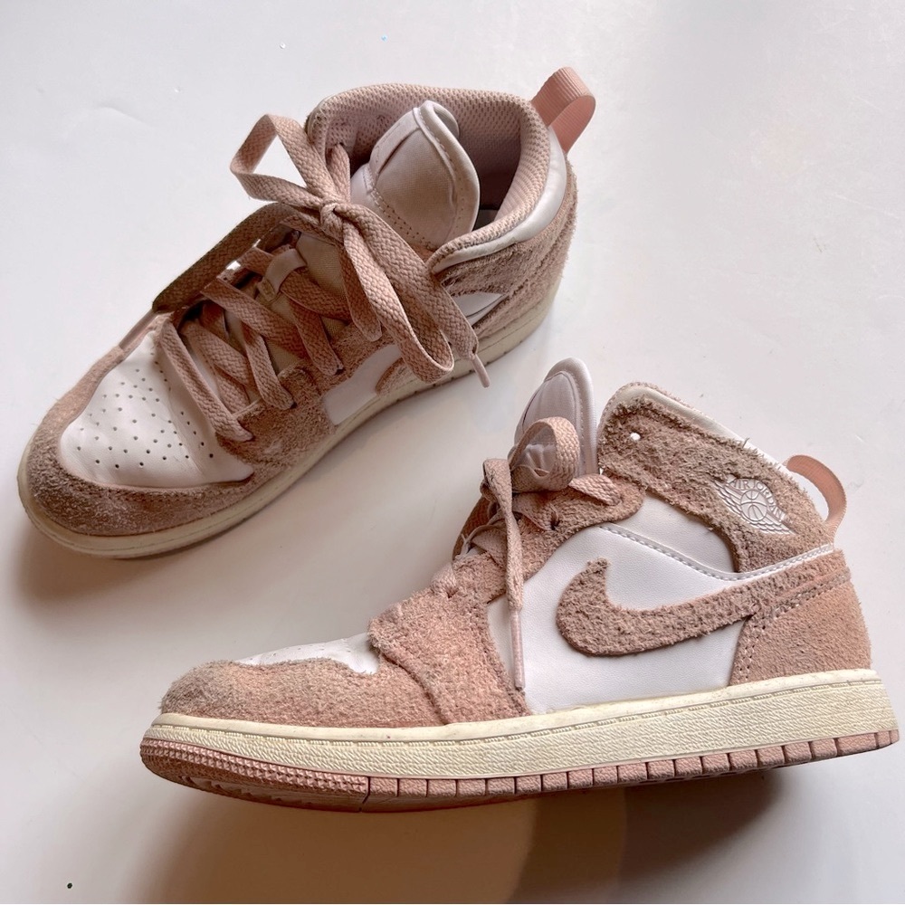 Jordan Kids Pink and White High-Top Sneakers